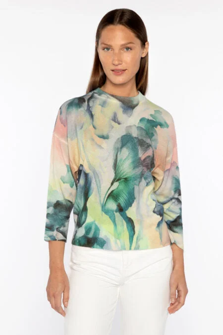 Kinross Cashmere Romantic Floral Crew Streetwear Style