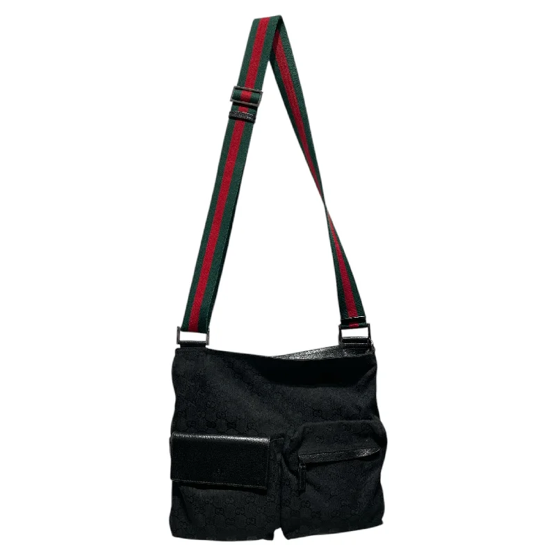 GUCCI/Tote Bag/Monogram/Cotton/BLK/double pocket redgreen strap Minimalist Men's Casual 