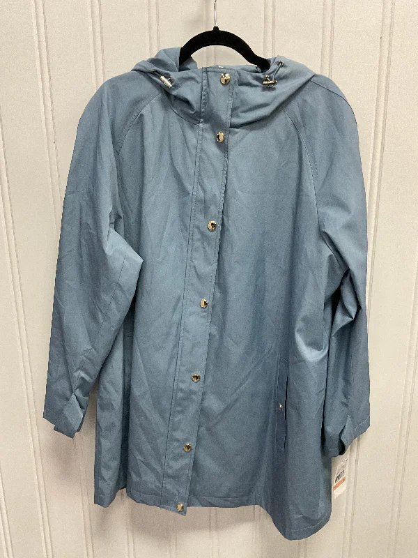 Coat Raincoat By Michael By Michael Kors In Blue, Size:2X Hip Men's Retro