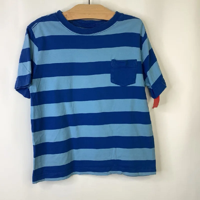 Size 6-7 (120): Hanna Andersson Two-Tone Blue Striped T-Shirt Tailored