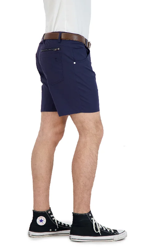 Everyday Stretch Shorts with a Comfortable Built-In Liner- Denim Style- Navy Vintage Men's 1970S Disco