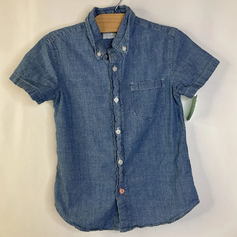 Size 4-5: Crewcuts Blue Denim Chambray Button-Up T-Shirt Refined Men's Hand