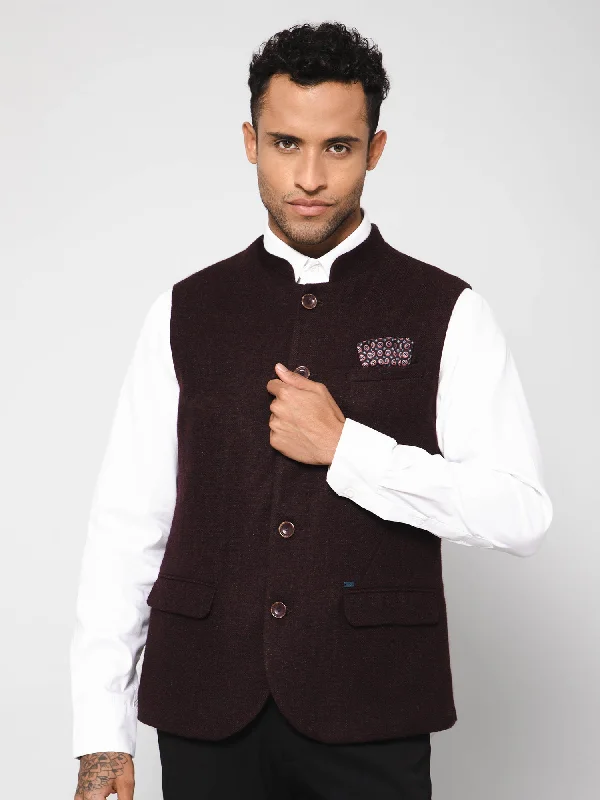 Men Wine Waist Coat Luxurious Men's High