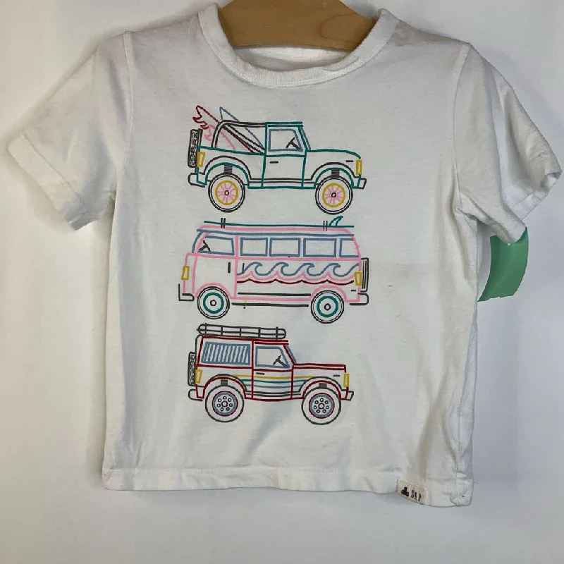 Size 4: Gap White Colorful Vehicles T-Shirt Rugged Men's Outdoor 