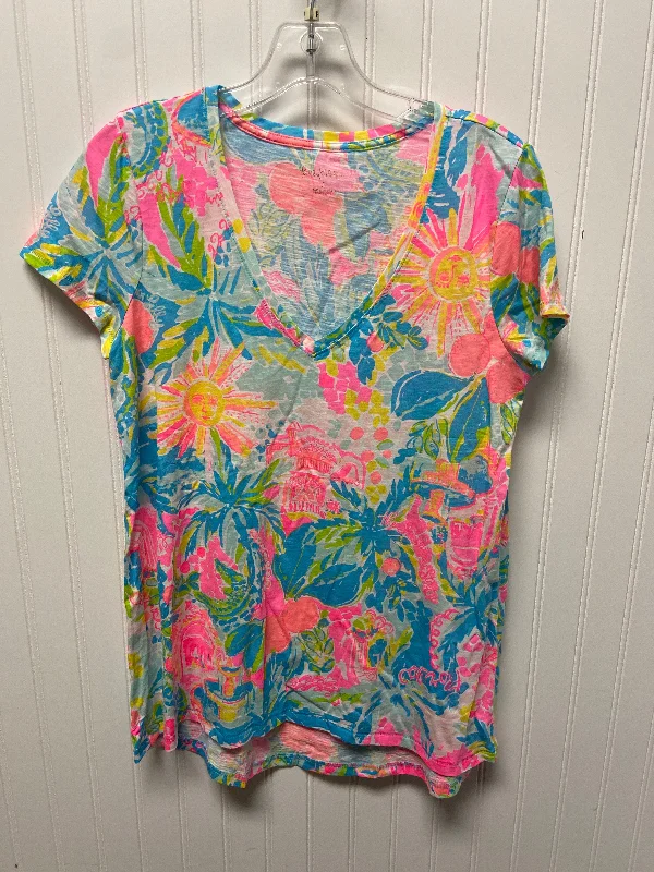 Top Short Sleeve Designer By Lilly Pulitzer In Blue & Orange, Size: S Elegant Men's Formal 