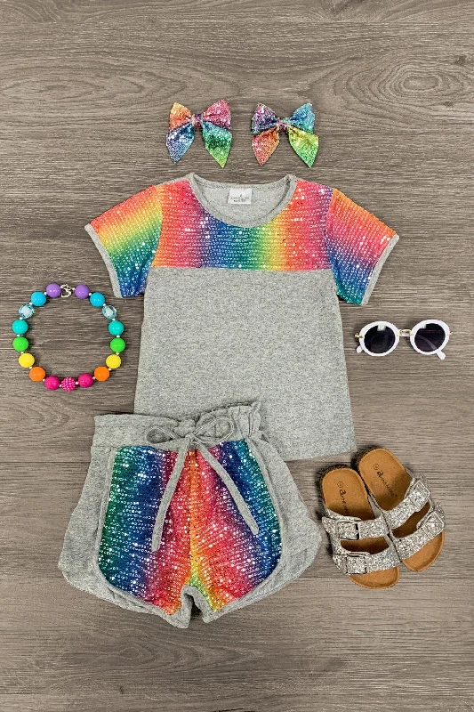 Rainbow Sequin Lounge Short Set Bold Men's Statement