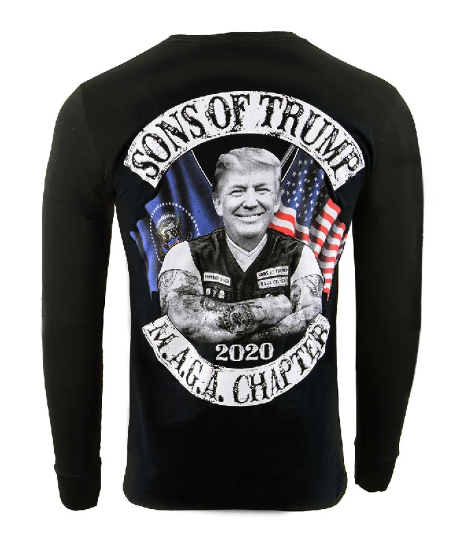 Biker Clothing Co. BCC117007 Men's Black 'Sons of Trump' Motorcycle Long Sleeve T-Shirt Sleek Men's Contemporary 