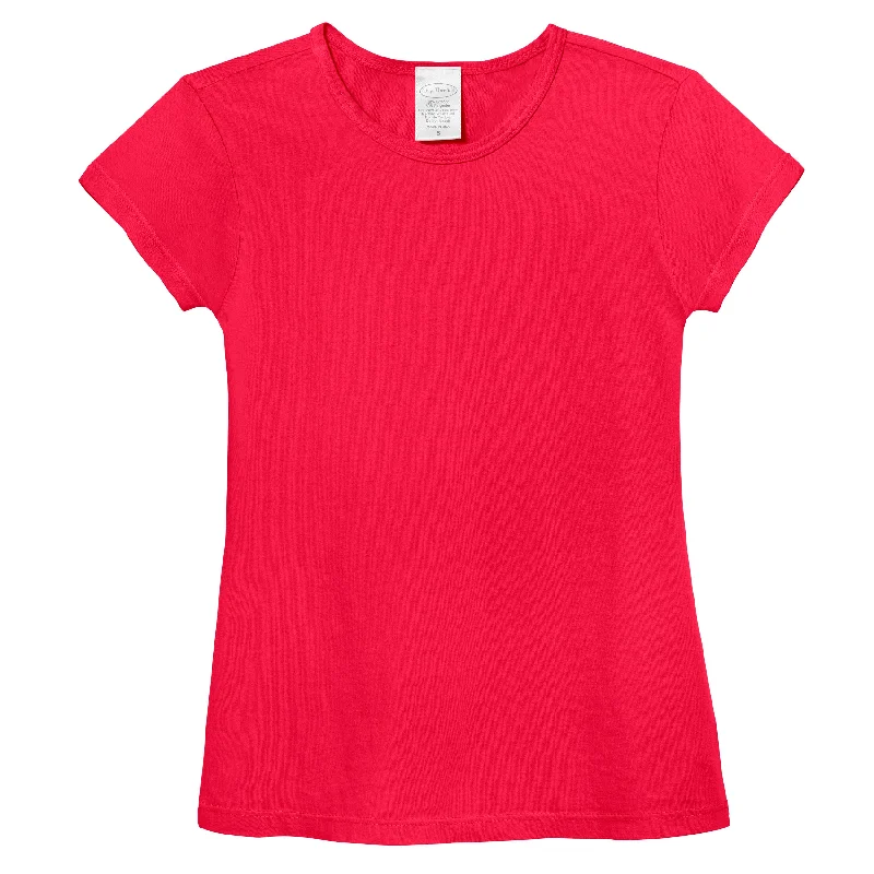 Girls Soft Organic Cotton Jersey Cap Sleeve Crew Tee | Candy Apple Relaxed Men's Beach