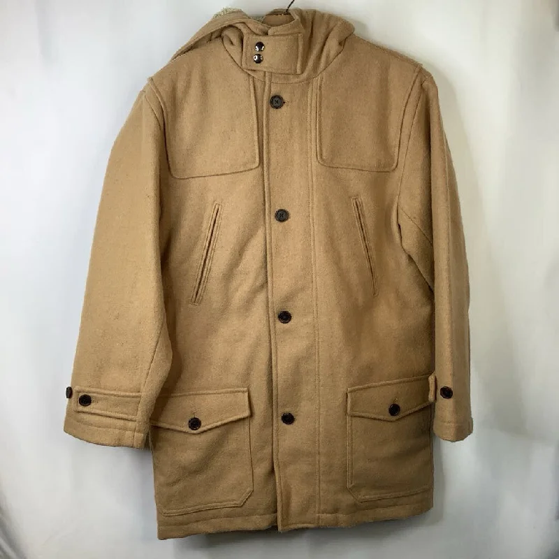 Size 14-16: Gap Tan 70% Wool Zip-Up Coat W/Hood-NEW W/Tag Hip Men's Urban