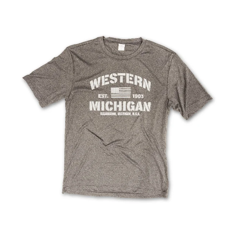 Western Michigan Stencil Athletic Tee Elegant Men's Formal 