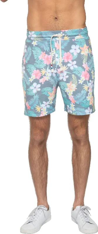 Mens Rio Floral Short In Blue Multi Relaxed Men's Australian 