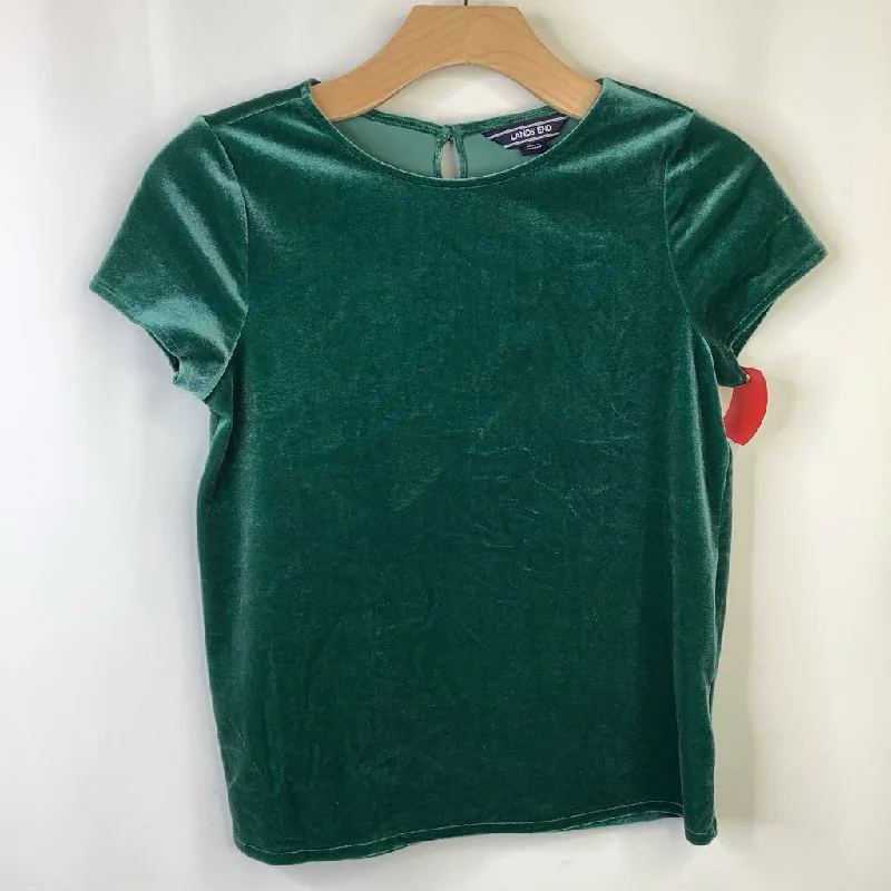 Size 10-12: Lands' End Green Velour T-Shirt Elegant Men's Cashmere