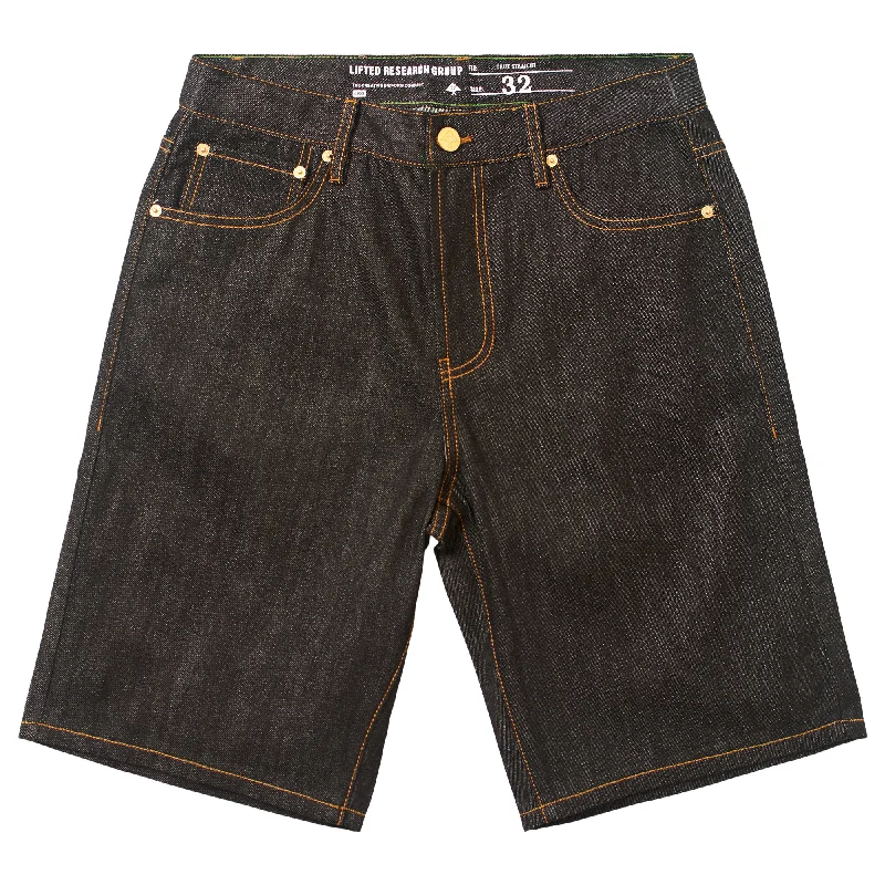 TRUE STRAIGHT JEAN SHORTS - RAW BLACK Relaxed Men's Beach