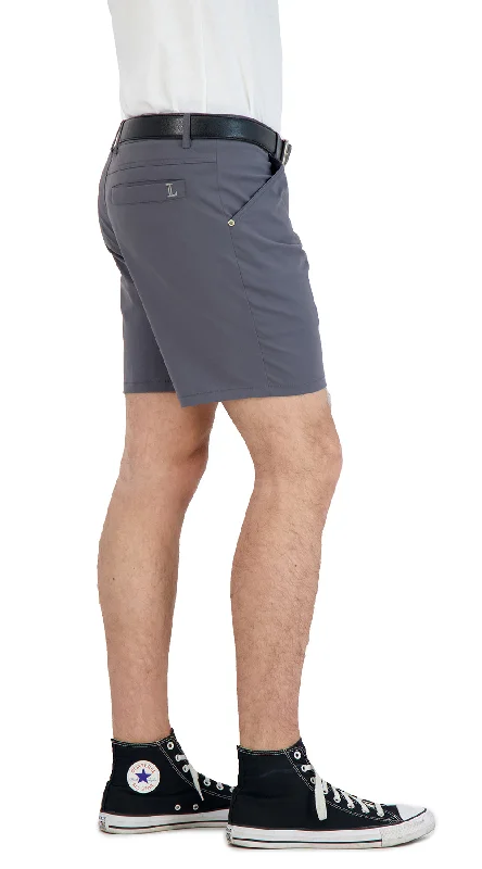 Everyday Stretch Shorts with a Comfortable Built-In Liner - Business Casual Style- Grey Classic Men's Pin