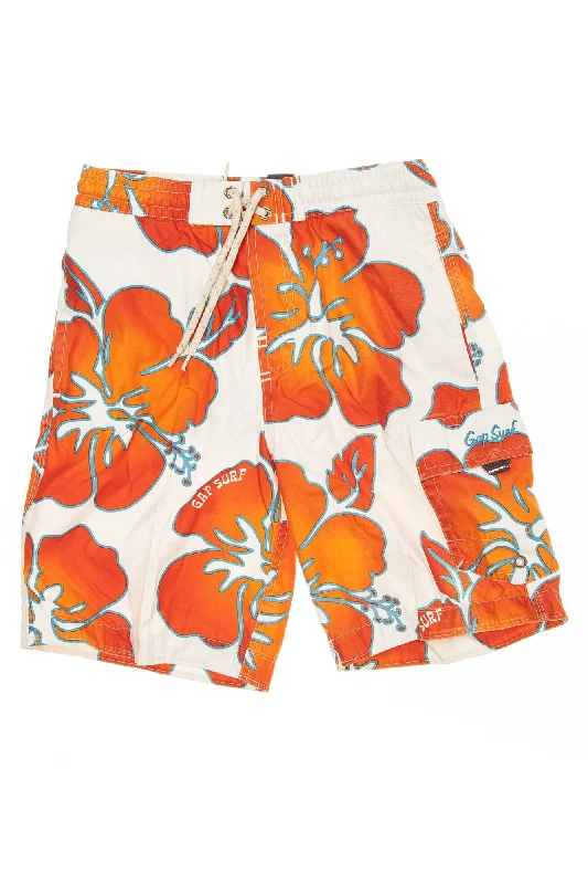 GapKids - Orange & White Swim Trunks - 8 Relaxed Men's Australian 