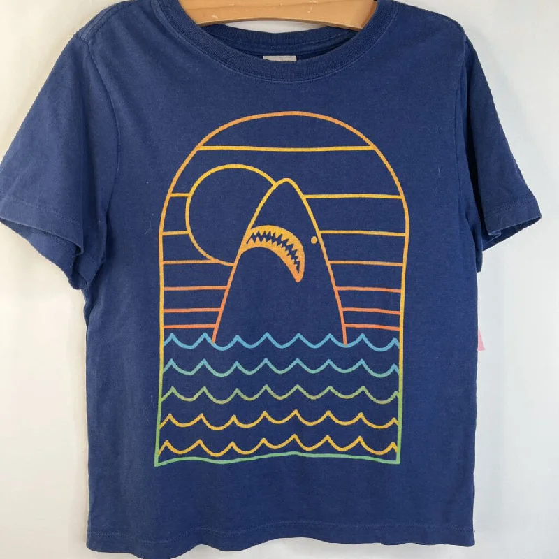 Size 5 (110): Hanna Andersson Blue/ Colorful Shark Print T-Shirt Lumberjack