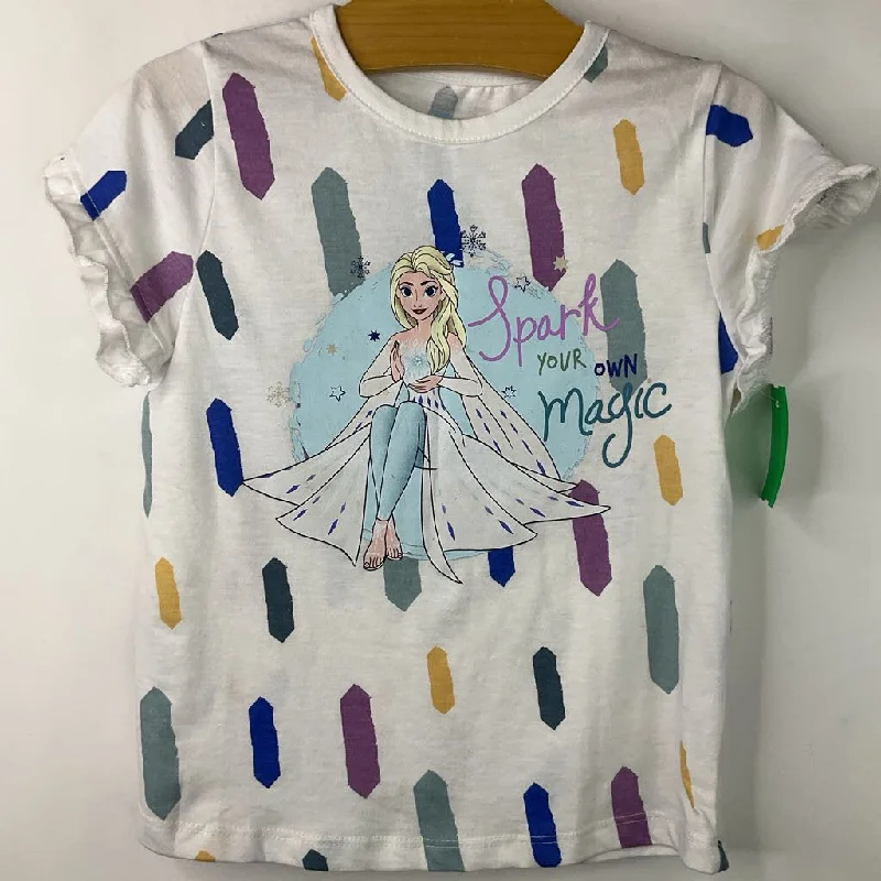 Size 4: Disney Frozen II White Elsa 'Spark Your Own Magic' T-Shirt Beach