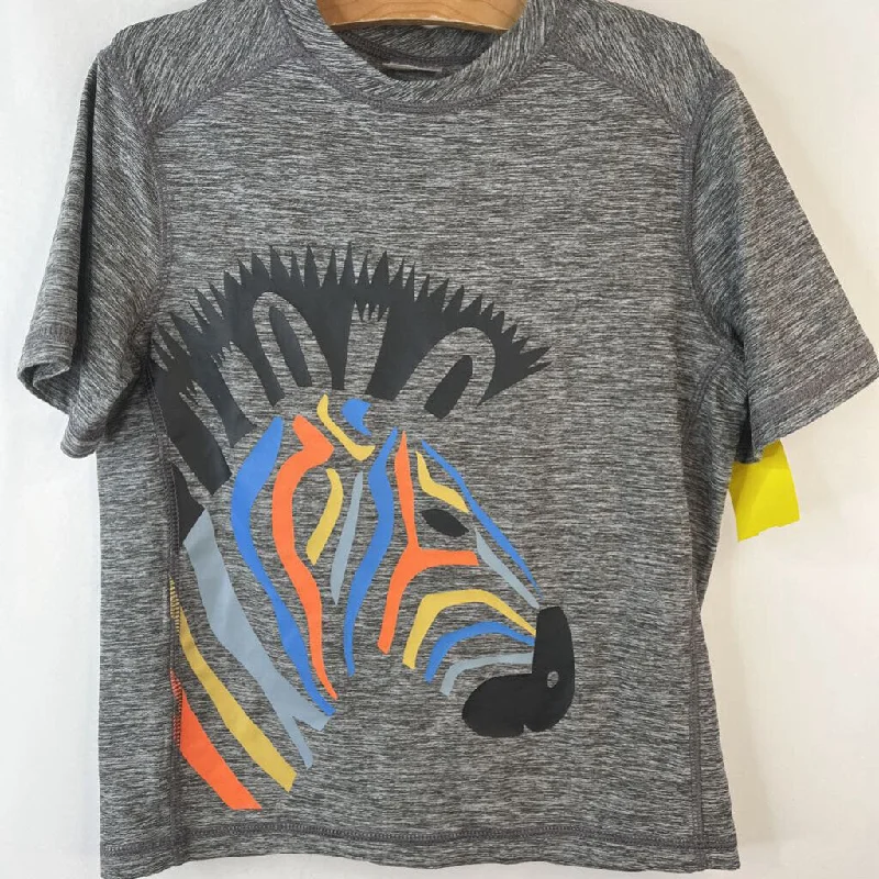 Size 5 (110): Hanna Andersson Grey Blue/Yellow/Orange Zebra T-Shirt Casual Men's Short