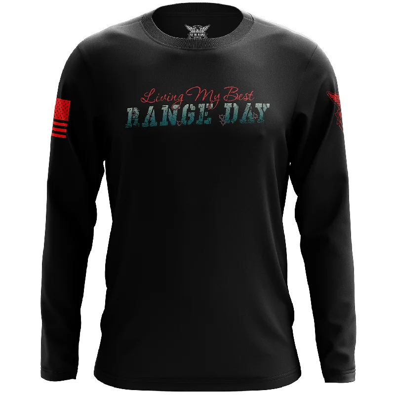 Living My Best Range Day Long Sleeve Shirt Trendy Men's Oversized