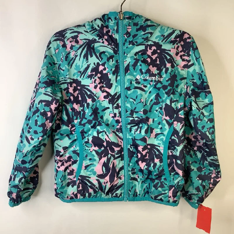 Size 4-5: Columbia Turquoise Pink/Indigo Flowers Reversable Light Jacket Earthy Men's Sustainable 