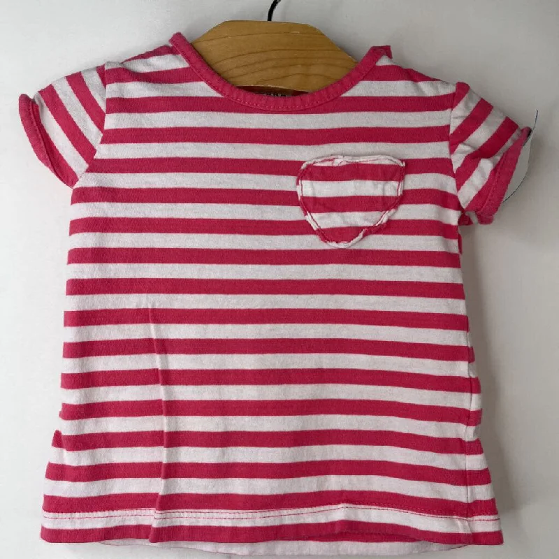 Size 9-12m: Zara Pink & White Striped T-Shirt Sporty Men's Athleisure 