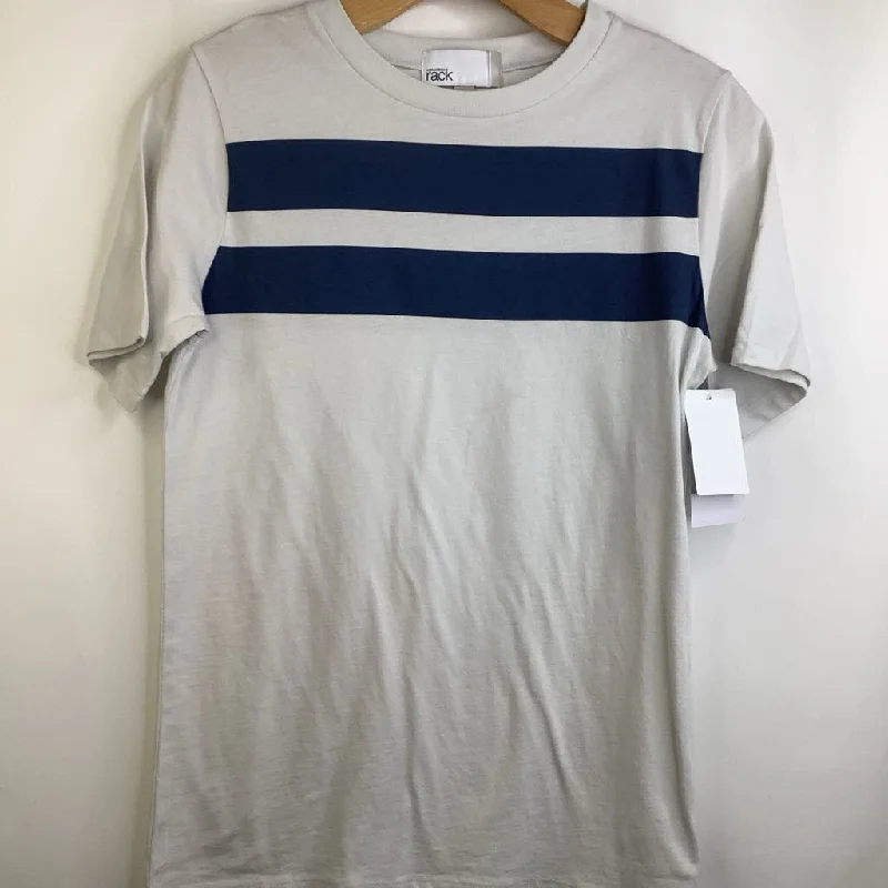 Size 14-16: Nordstrom Rack Light Grey Blue Stipes T-Shirt NEW w/ Tag Modern Men's Geometric