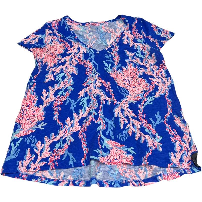 Top Short Sleeve Designer By Lilly Pulitzer In Blue & Orange, Size: M Trendy Men's Bucket