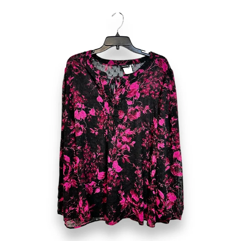 Top Long Sleeve By Torrid In Floral Print, Size: 3x Minimalist Men's Casual 