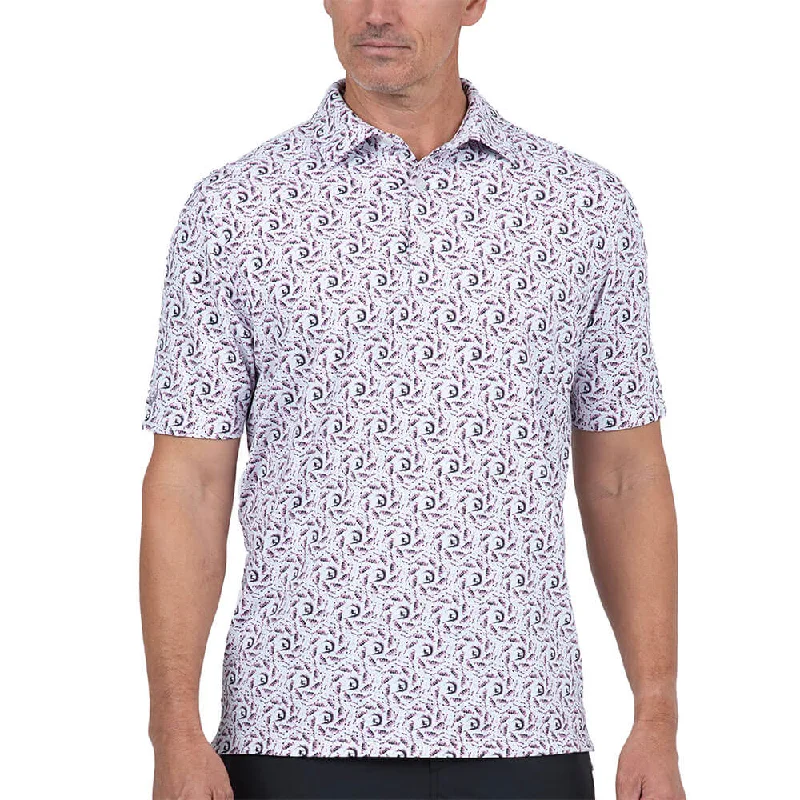 IBKUL Mens Big Wave Polo Shirt - Light Pink/Charcoal/White Hip Men's Urban