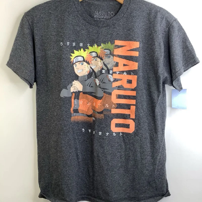 Size 10-12: Naruto Grey/Colorful Character T-Shirt Athletic Men's Compression