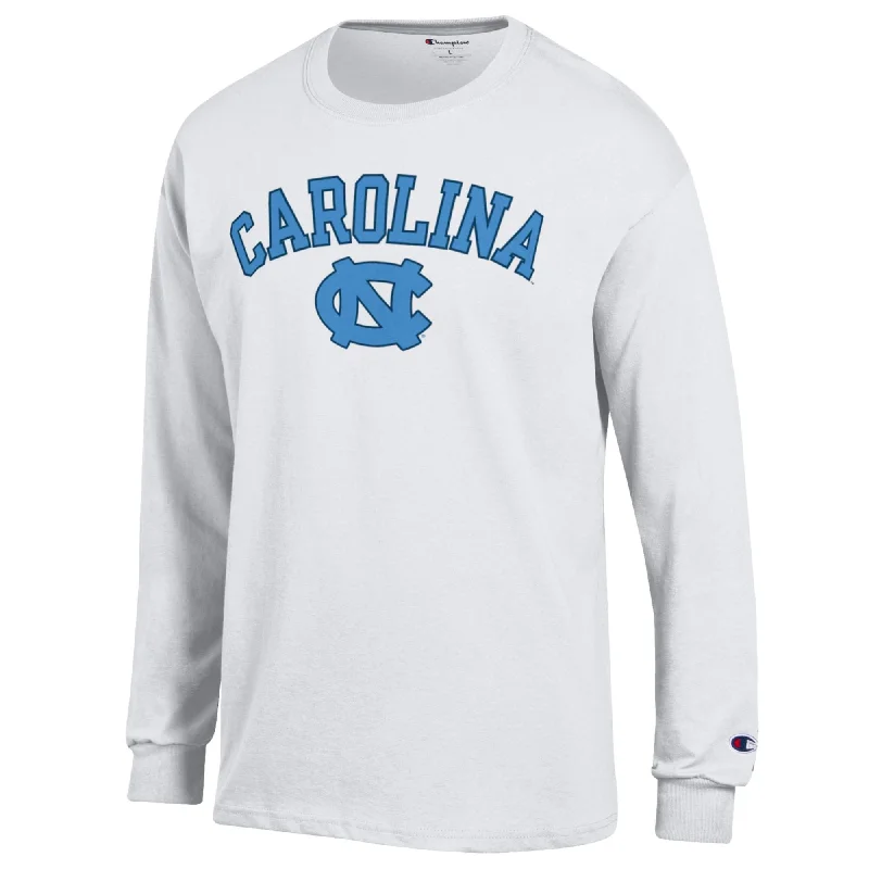 White Basic UNC Long Sleeve T-Shirt by Champion Classic Men's Pin