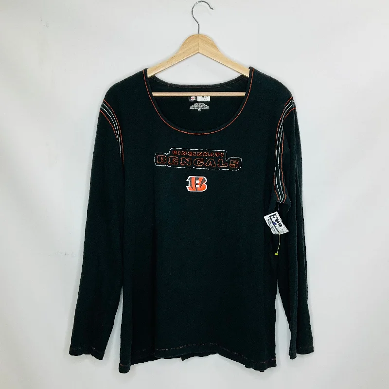 Black & Orange Athletic Top Long Sleeve Crewneck Nfl, Size 2x Beach