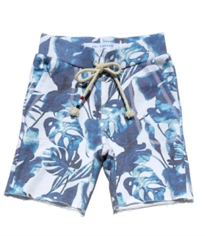 Midnight Printed Short In Blue/palm Cool Men's Distressed