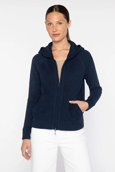 Kinross Cashmere Mixed Stitch Zip Hoodie Adventure