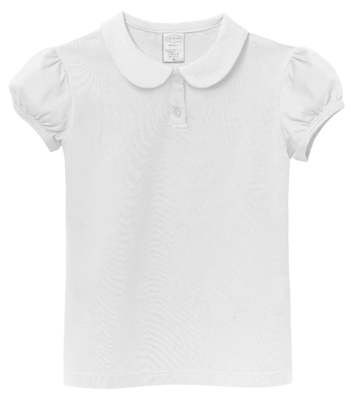 Girls Soft Cotton Jersey Peter Pan Collar Polo Puff Short Sleeve Tee Elegant Men's Formal 