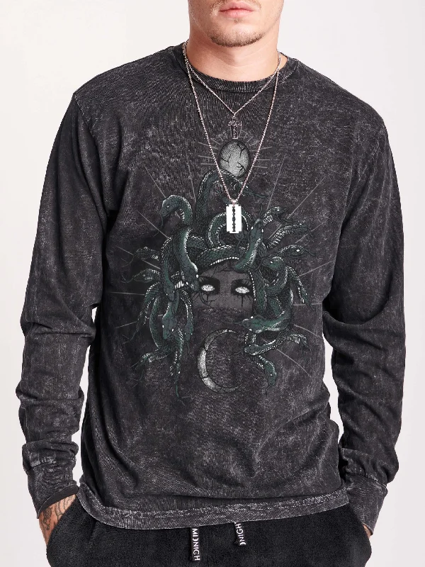 Green Medusa Long Sleeve T-shirt Rugged Men's Outdoor 