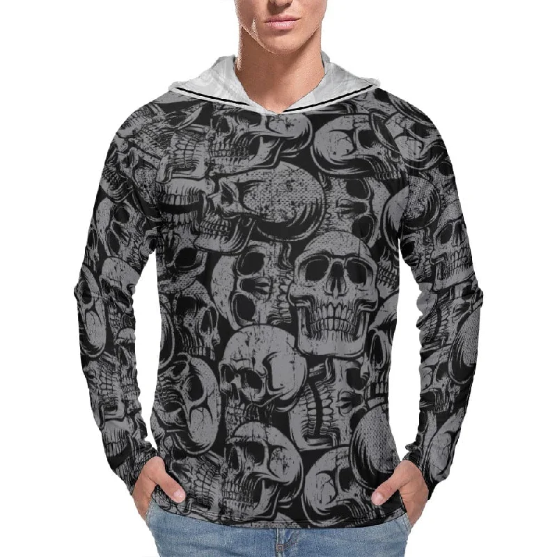 Men's Black Skulls Hoodie Long Sleeve Confident Men's Power