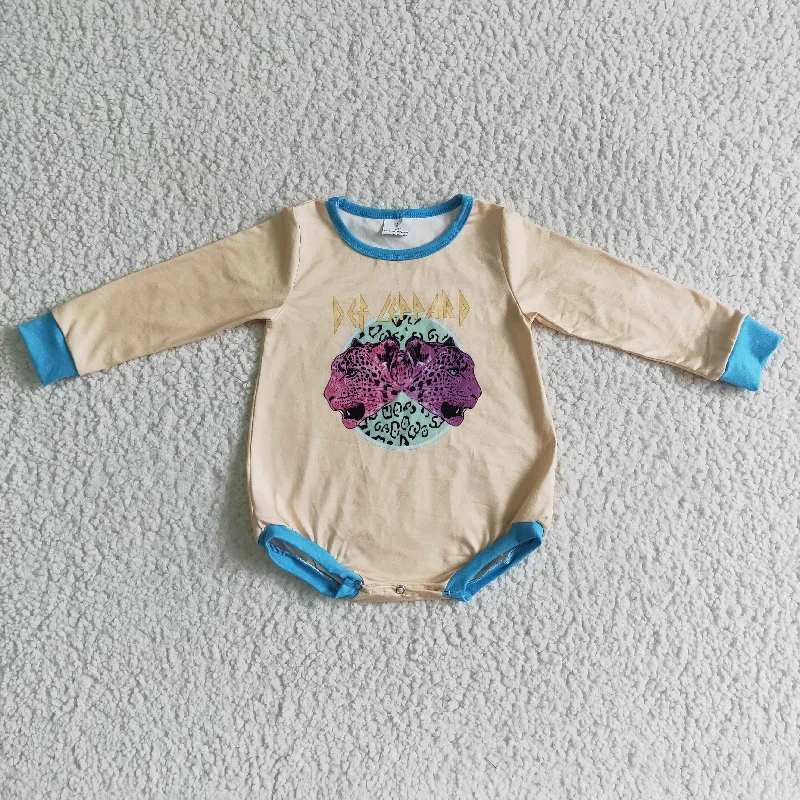 LR0135 Blue Leopard Tiger Cartoon Girls Long Sleeve Romper Earthy Men's Hemp