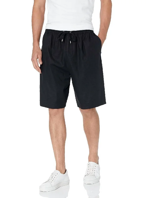 Men's Micah Drawstring Stretch Linen Short In Black Earthy Men's Hemp