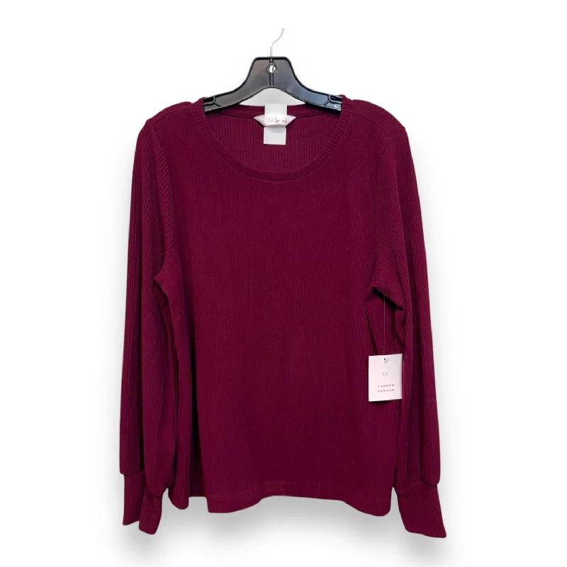 Top Long Sleeve By Lc Lauren Conrad In Maroon, Size: L Modern Men's 