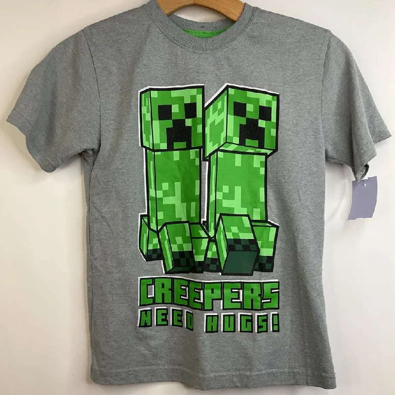 Size 8: Minecraft Grey/Green Creepers Hugs Shirt Gym