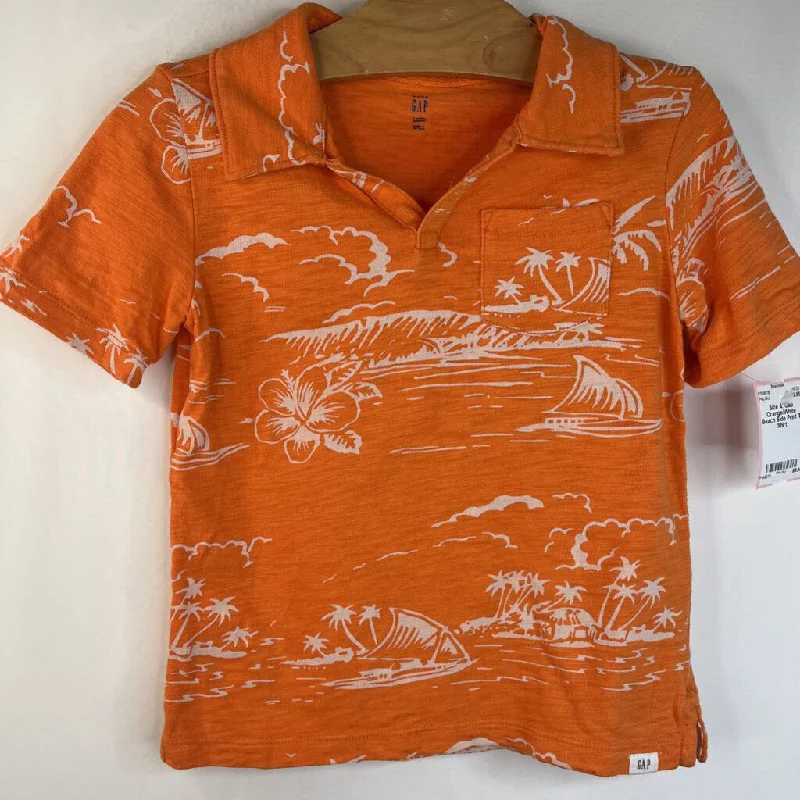 Size 4: Gap Orange/White Beach Side Print T-Shirt Casual Men's Japanese 