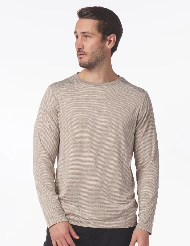 Salton Long Sleeve: Mocha Heather/White Stripe Elegant Men's Cashmere