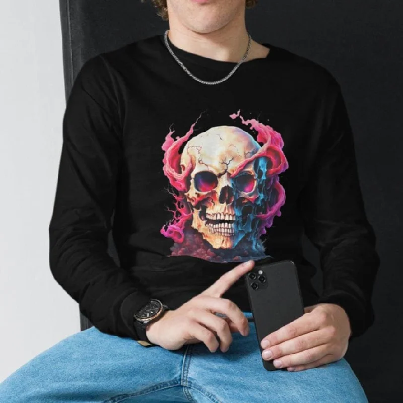 Men's Skull Long Sleeve Shirt - Perfect For Showcasing Your Edgy Style! Adventure