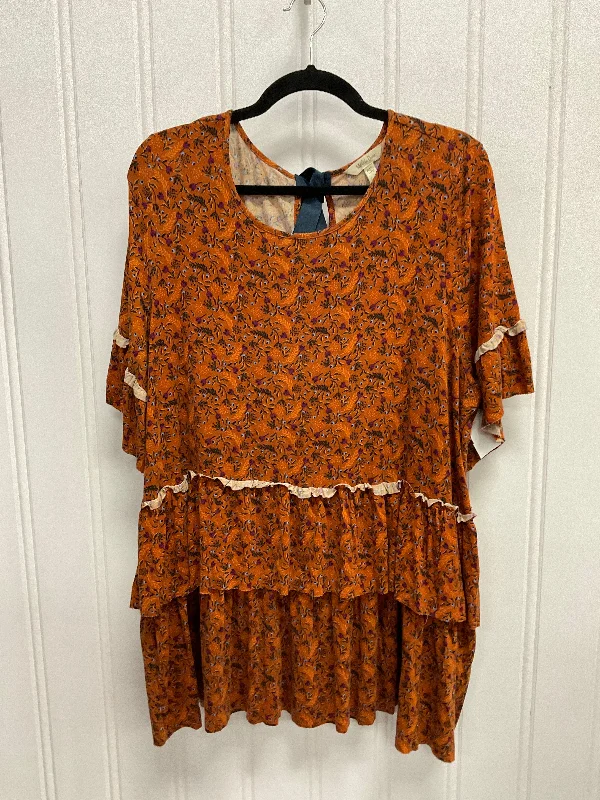 Top Ss By Matilda Jane In Orange, Size:Xl Cool Men's Distressed