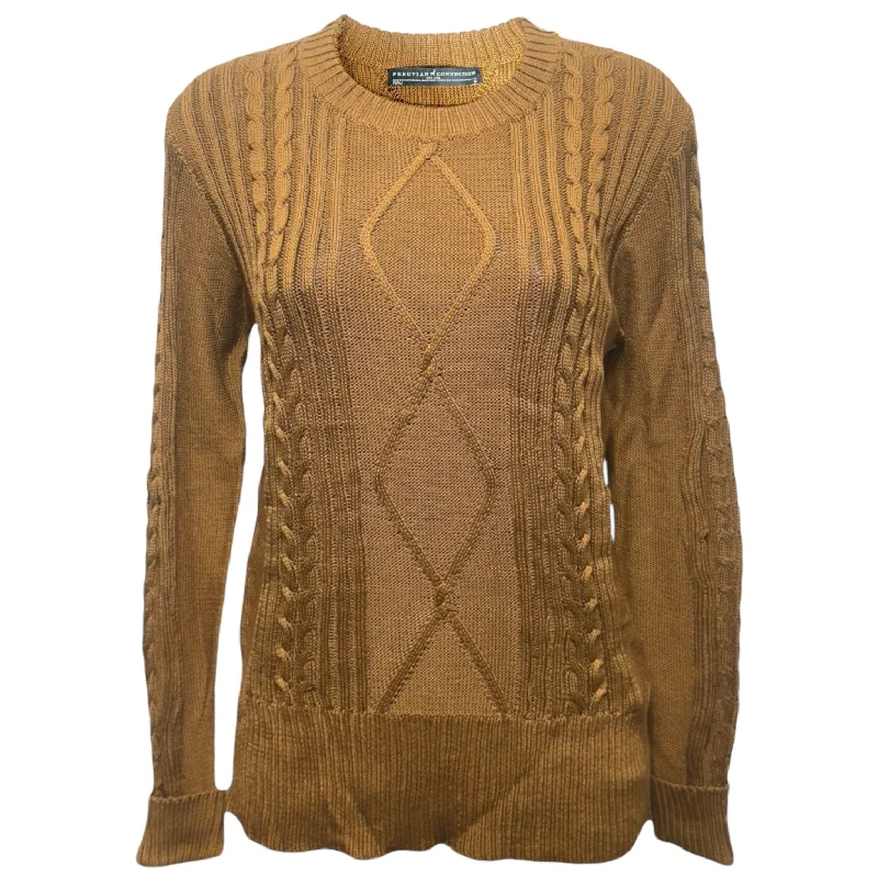 Pima Cotton Cable Knit Pullover Sweater By Peruvian Connection In Brown, Size: M Bohemian Men's Free