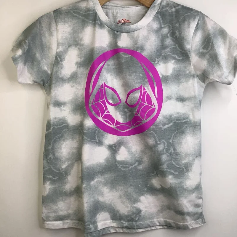 Size 10-12: Marvel Spider-Man Grey Tie-Dye Spider Gwen T-Shirt Youthful Men's Pop