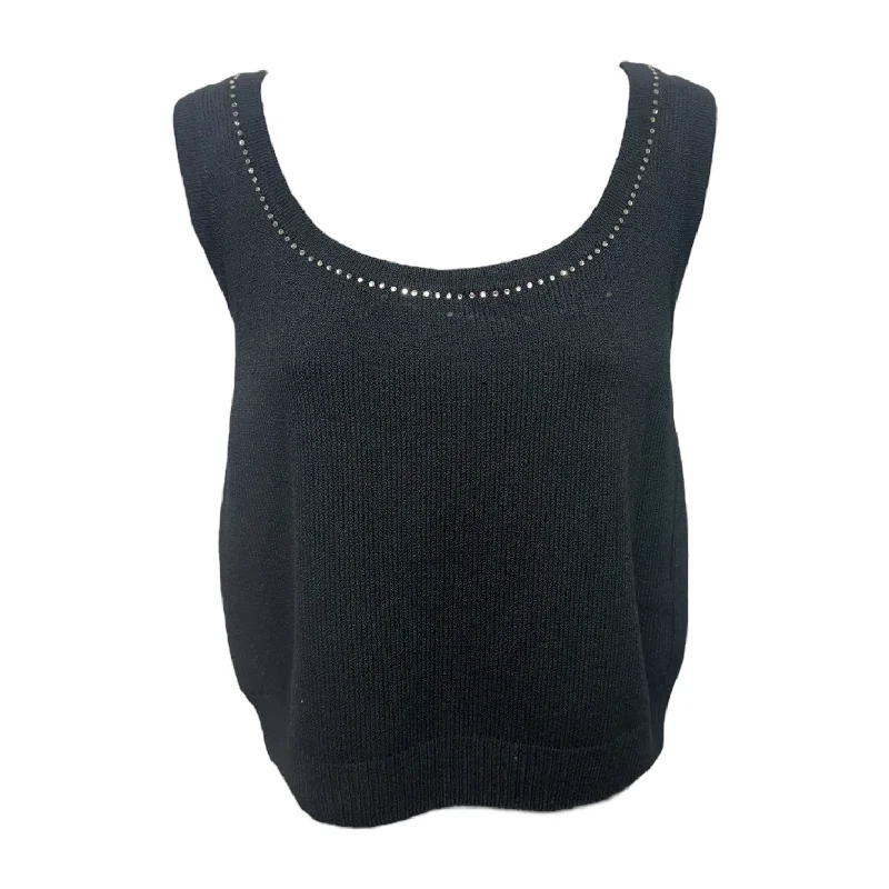 Rhinestone Embellished Knit Tank Top Luxury Designer By St. John Evening In Black, Size: S Artistic Men's Avant