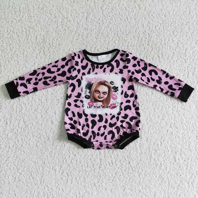 LR0142 Halloween Pink Leopard Character Clown Cartoon Girls Long Sleeve Romper Youthful Men's Anime