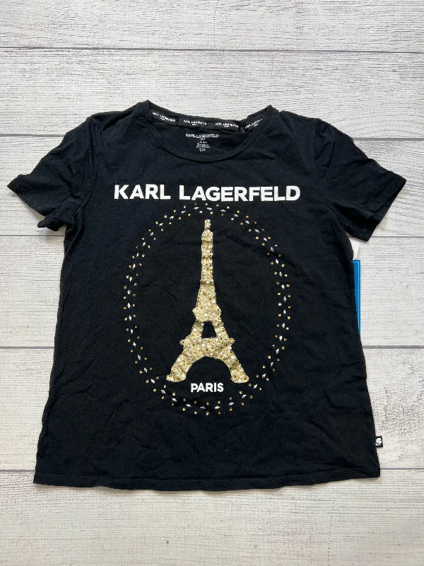 Top Short Sleeve Designer By Karl Lagerfeld In Black, Size: S Confident Men's High